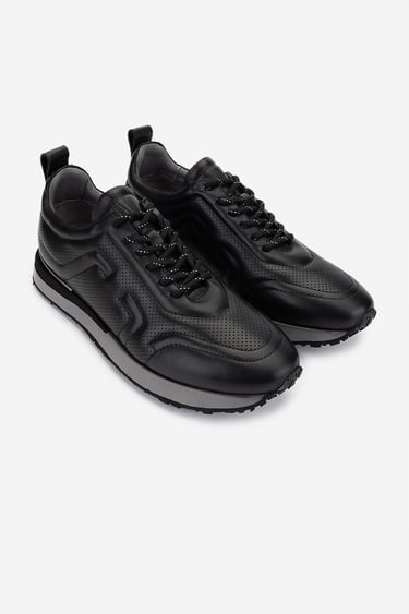  Valmenti Erkek Hakiki Deri Siyah Sneakers & Spor Ayakkabı