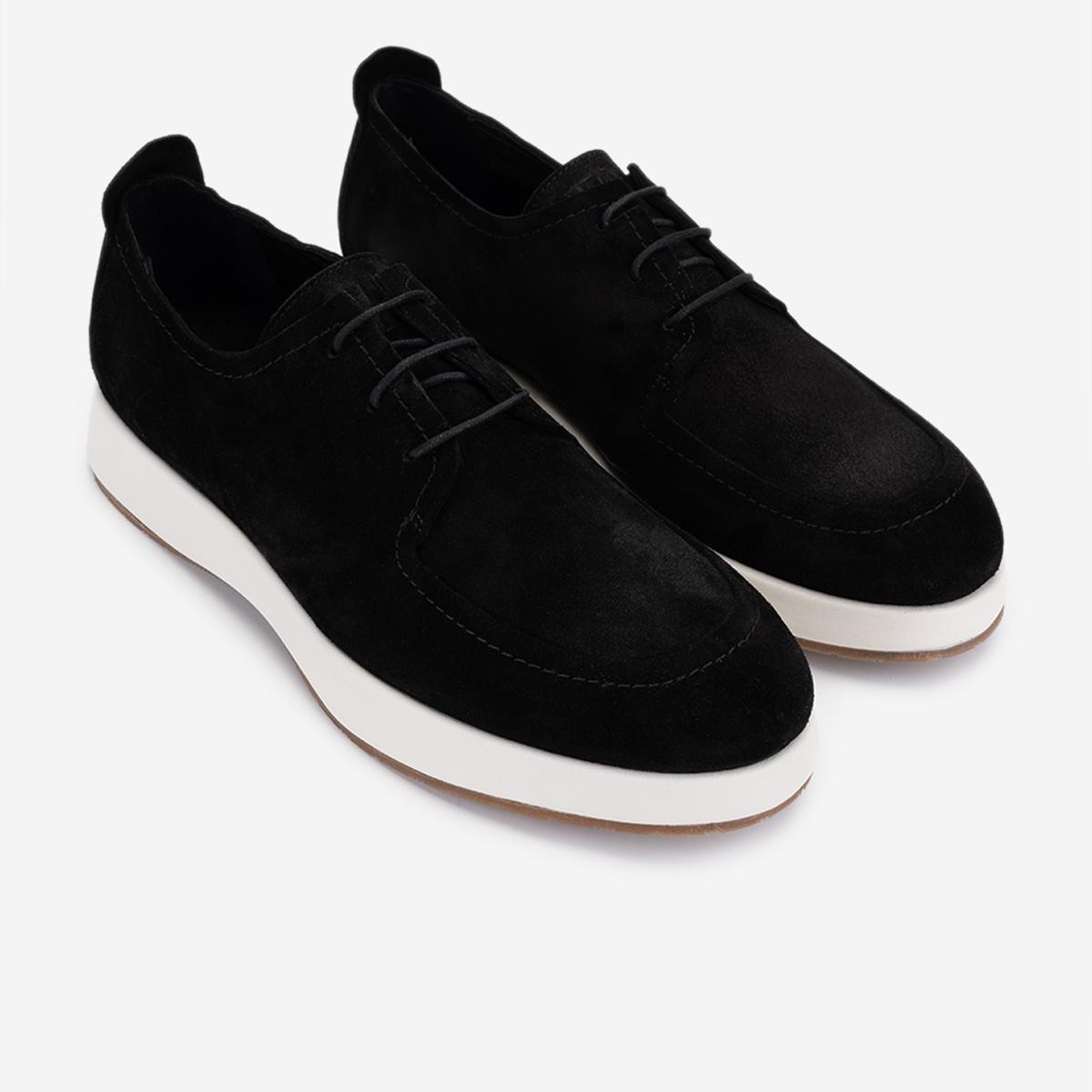 Valmenti Erkek Hakiki Deri Siyah Süet Casual Ayakkabı