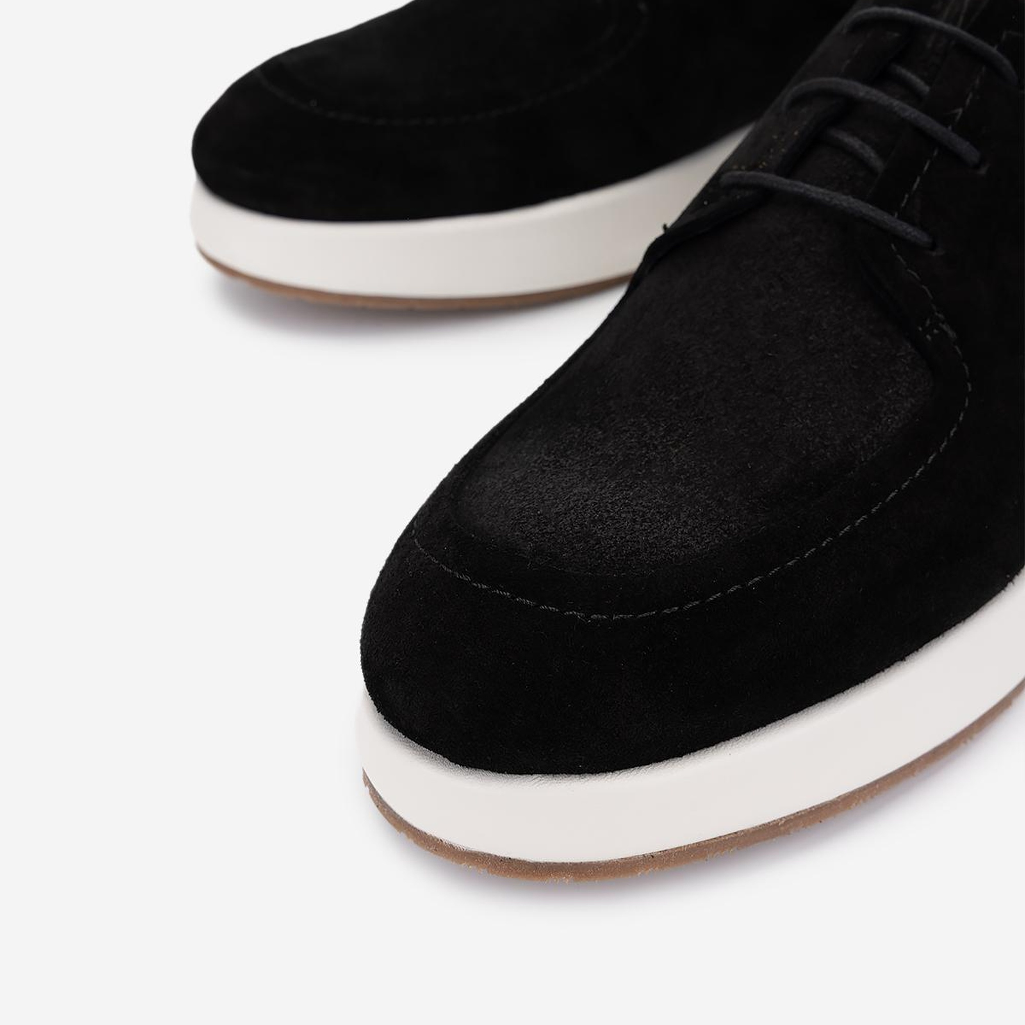 Valmenti Erkek Hakiki Deri Siyah Süet Casual Ayakkabı