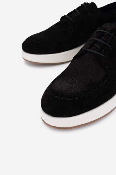  Valmenti Erkek Hakiki Deri Siyah Süet Casual Ayakkabı