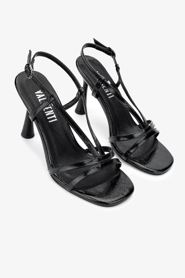  Valmenti Kadın Siyah Rugan Topuklu Ayakkabı