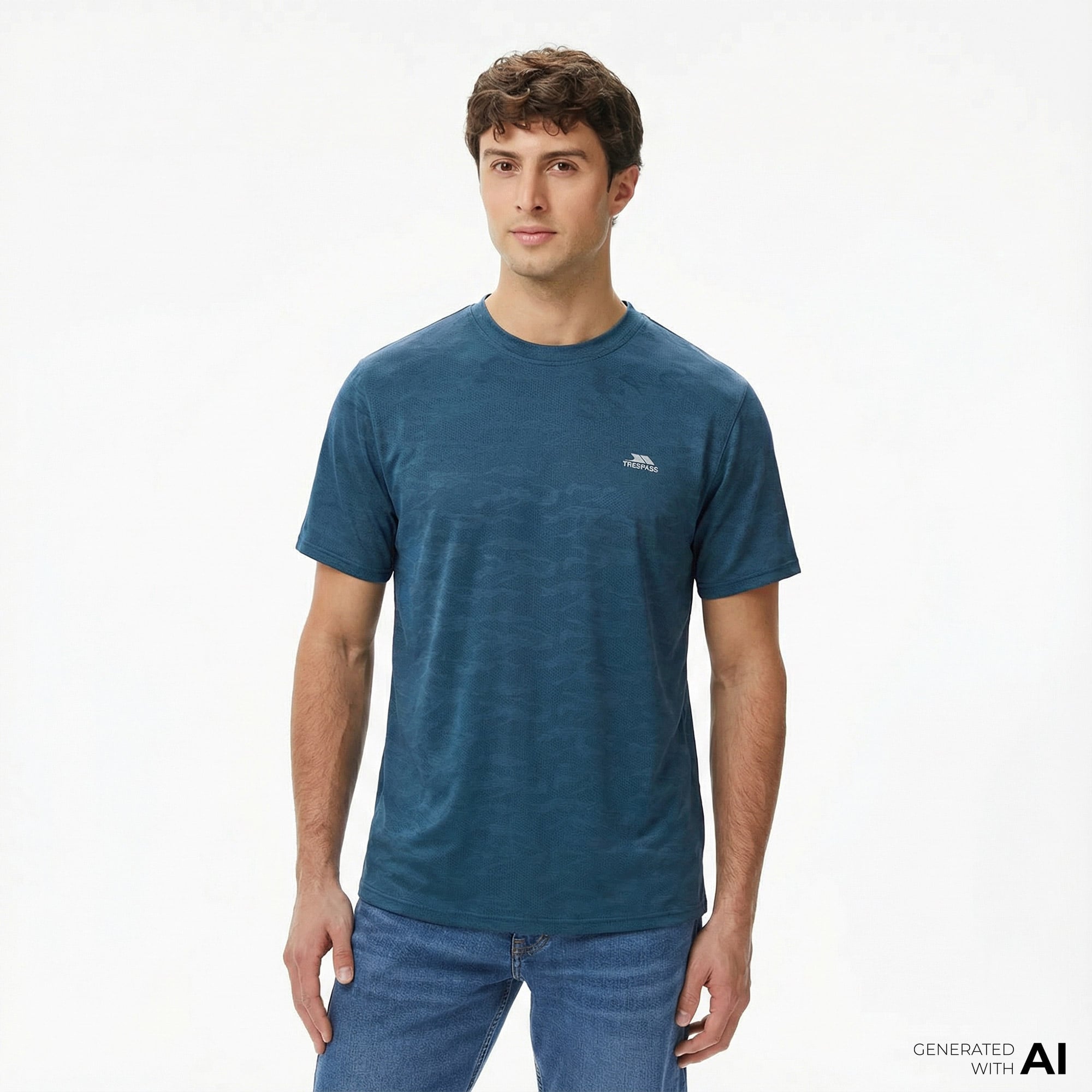  Trespass Tiber Erkek Mavi Günlük T-Shirt