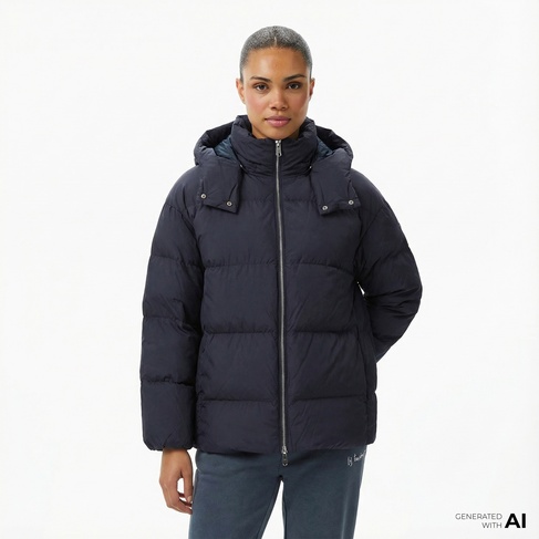  Converse Kadın Kapüşonlu Siyah Şişme Mont