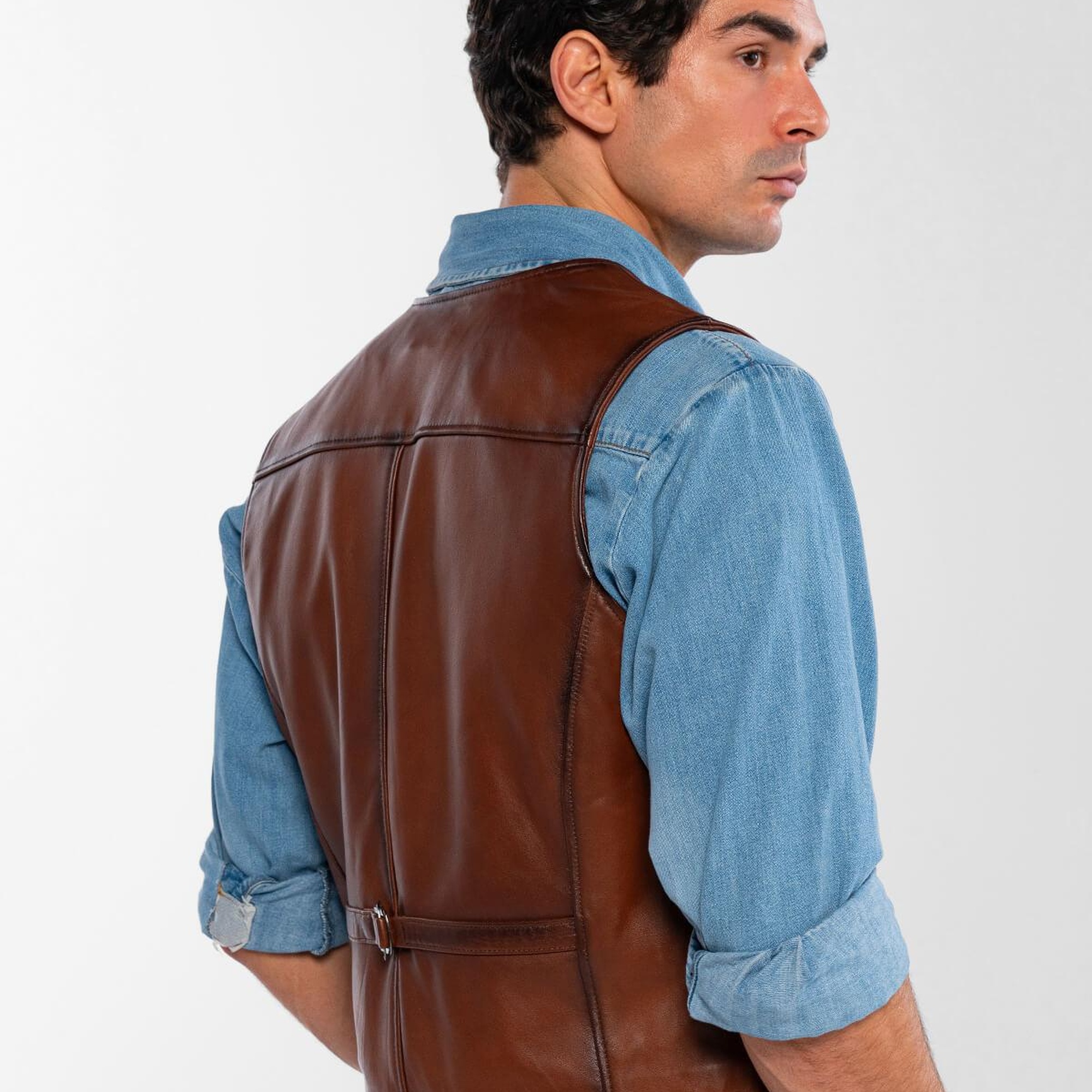 Tamer Tanca Erkek Hakiki Deri Taba Yelek Deri Mont