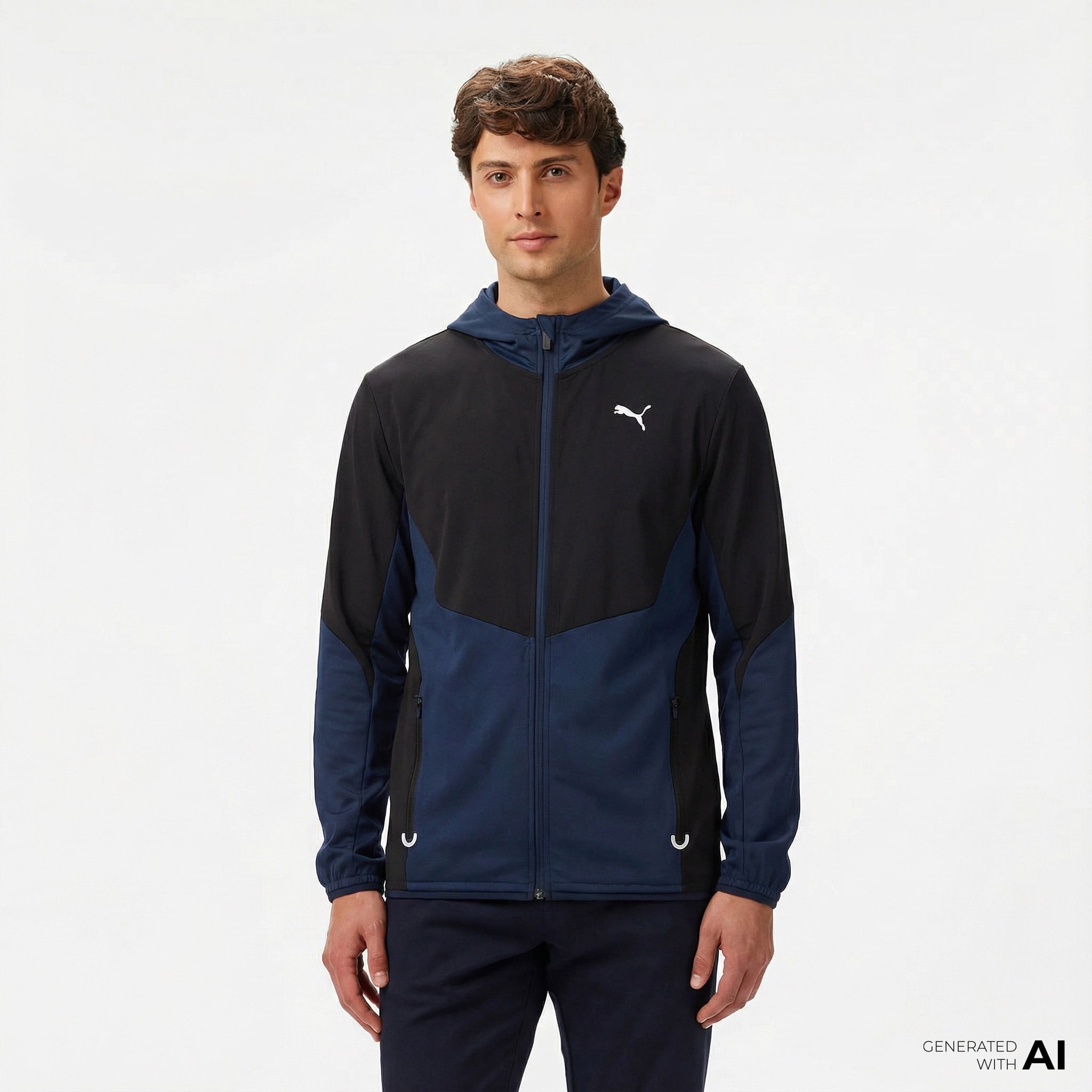  Puma Flex Fabric Mix Erkek Lacivert Antrenman Ceketi