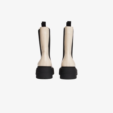  Tommy Jeans Chunky Shiny Leather Chelsea Kadın Bej Bot