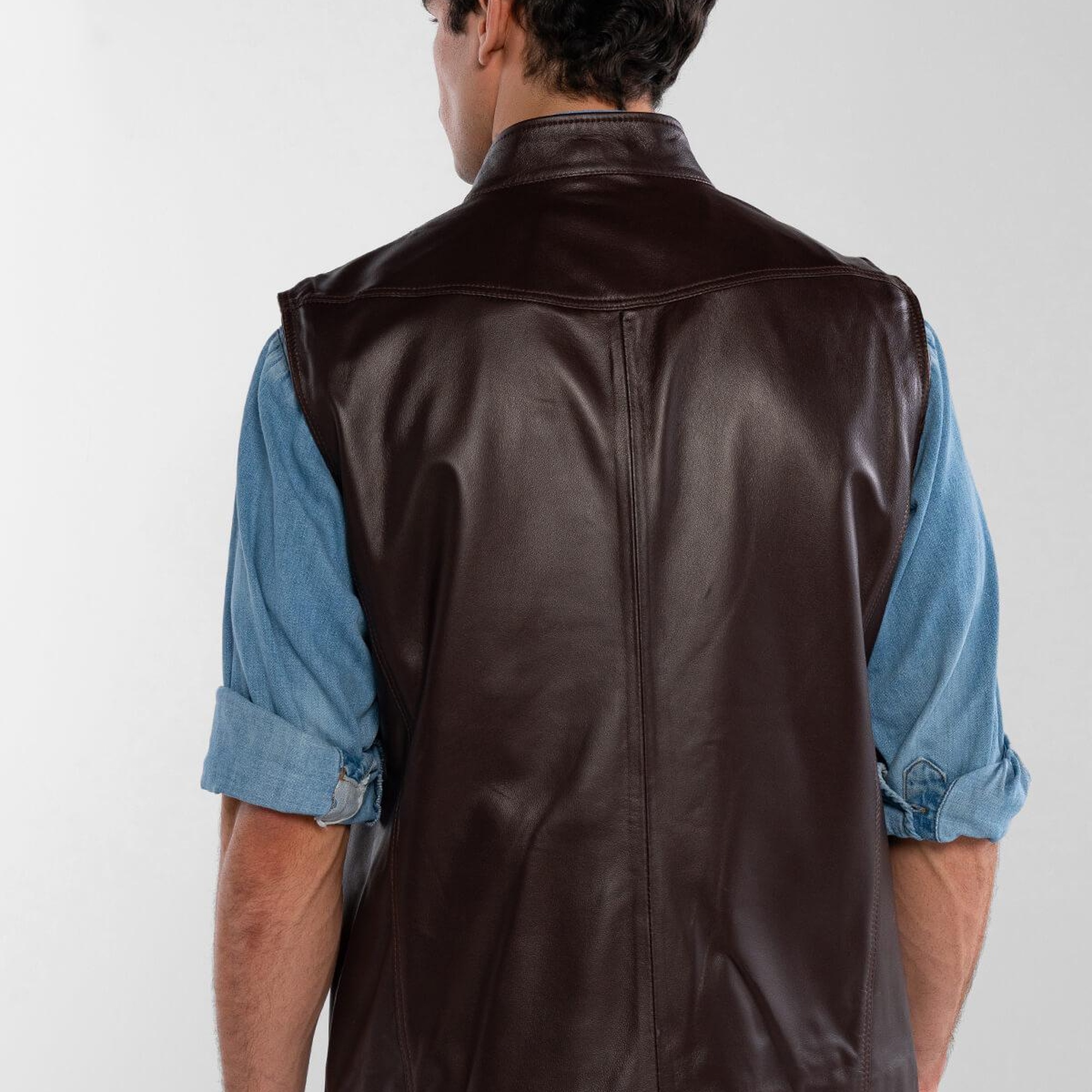 Tamer Tanca Erkek Hakiki Deri Kahverengi Yelek Deri Mont