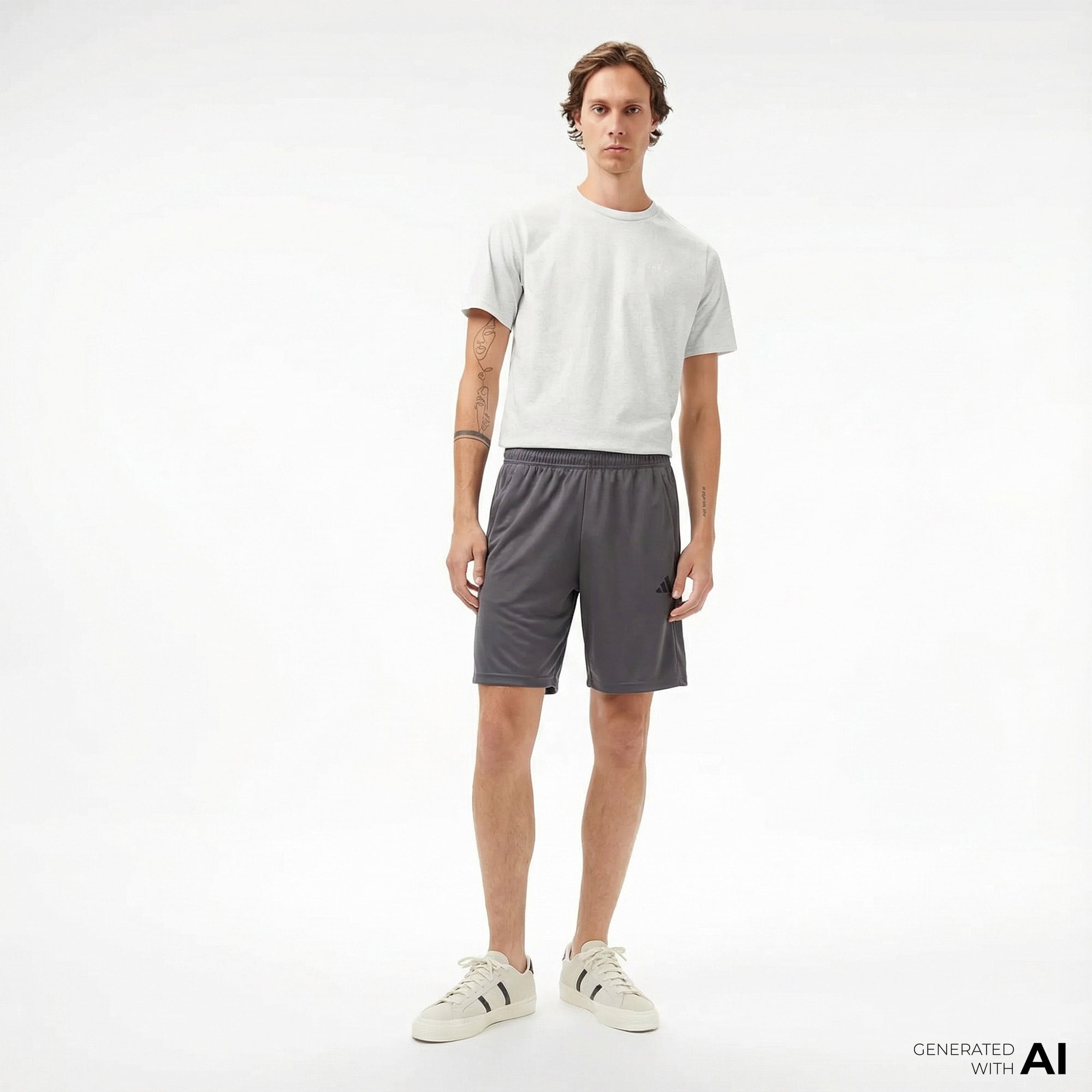  adidas Train Essentials Piqué 3 Stripes Training Erkek Gri Antrenman Şortu