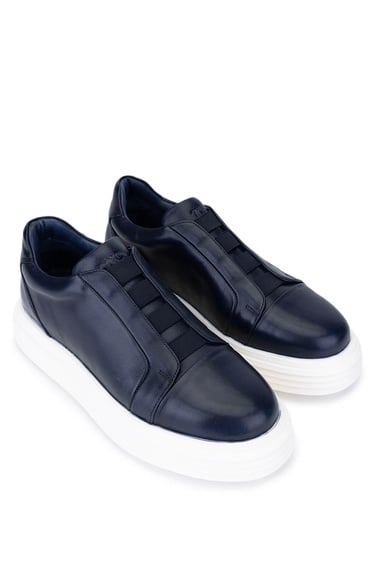  Tamer Tanca Erkek Hakiki Deri Lacivert Sneakers & Spor Ayakkabı