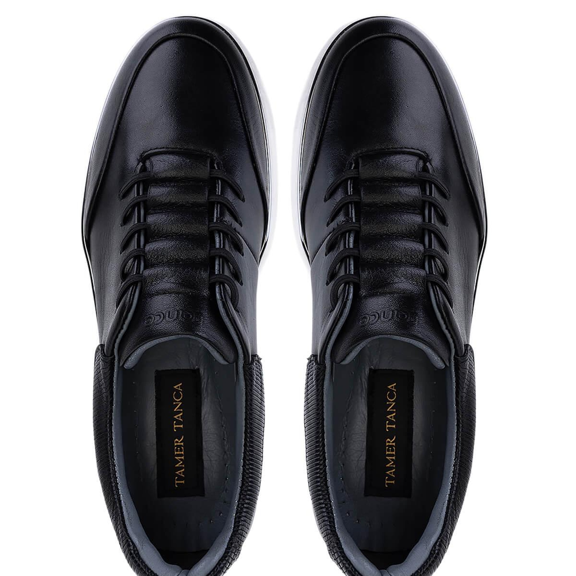Tamer Tanca Erkek Hakiki Deri Siyah Sneakers & Spor Ayakkabı