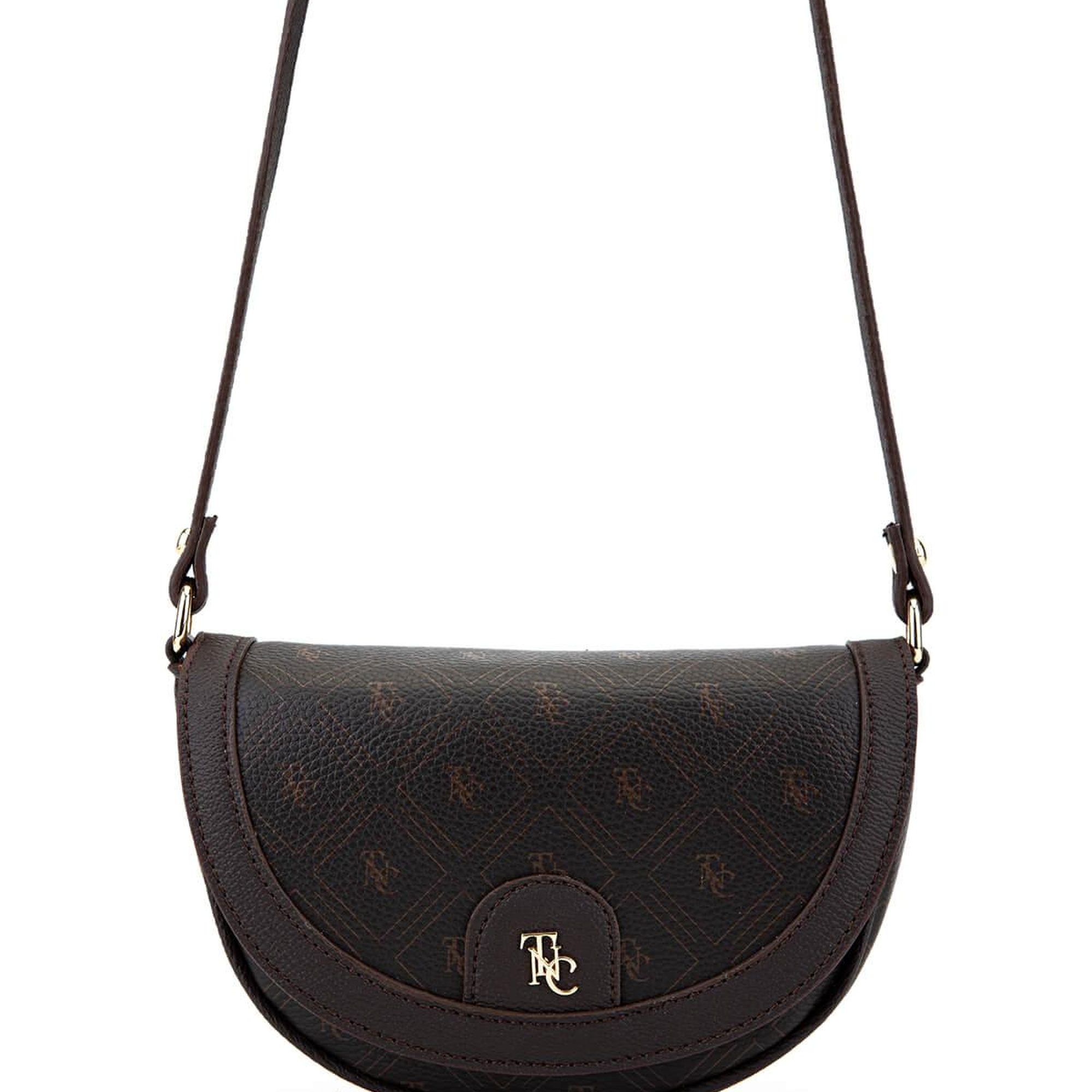 Tamer Tanca Kadın Suni Deri Kahverengi Desen Postacı Çanta