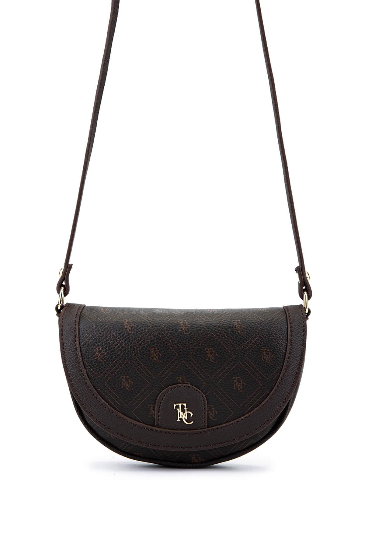  Tamer Tanca Kadın Suni Deri Kahverengi Desen Postacı Çanta