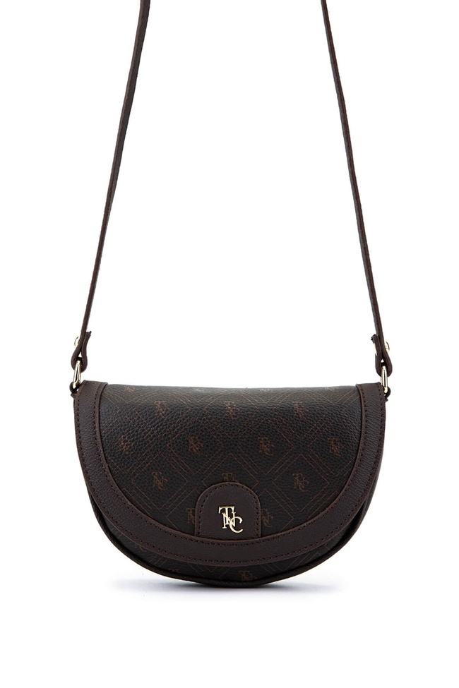  Tamer Tanca Kadın Suni Deri Kahverengi Desen Postacı Çanta