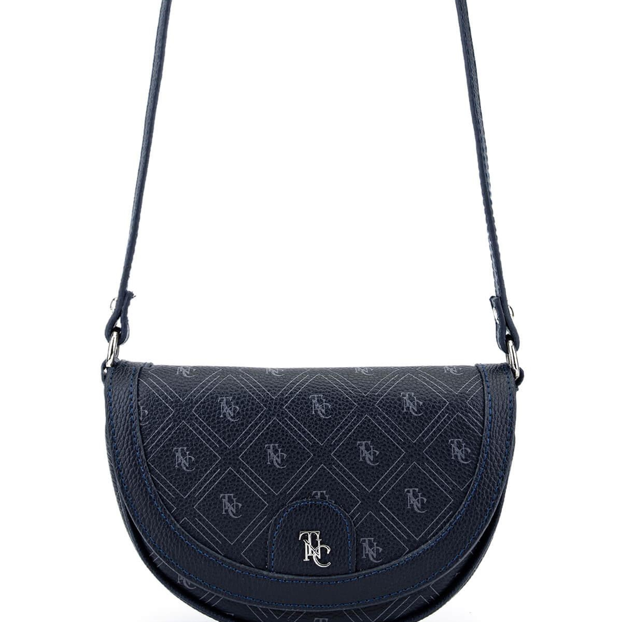 Tamer Tanca Kadın Suni Deri Lacivert Desen Postacı Çanta