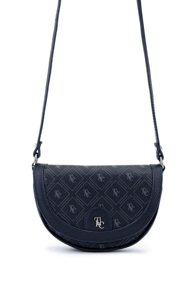  Tamer Tanca Kadın Suni Deri Lacivert Desen Postacı Çanta