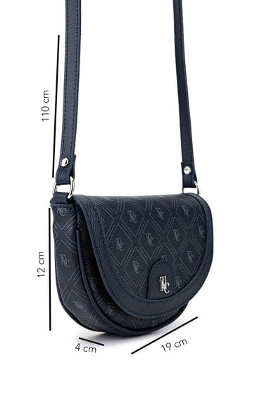  Tamer Tanca Kadın Suni Deri Lacivert Desen Postacı Çanta