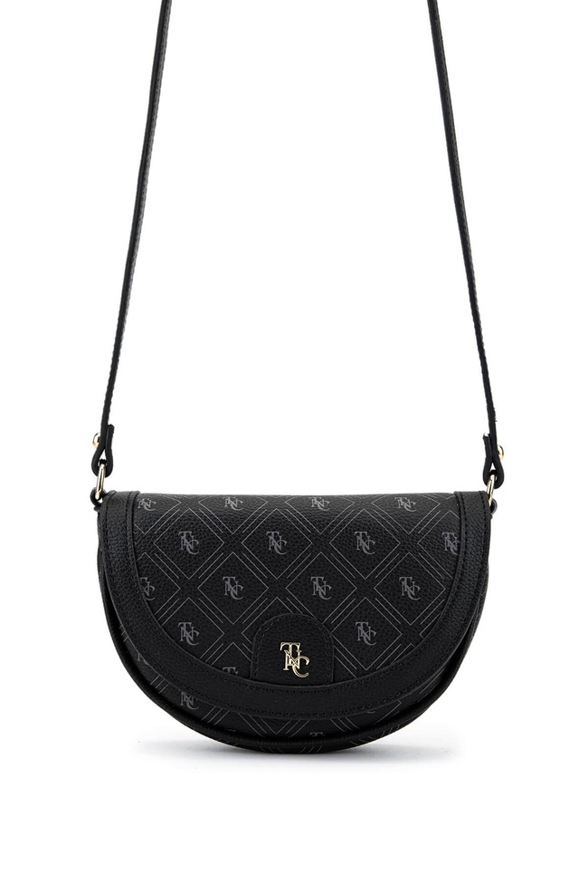  Tamer Tanca Kadın Suni Deri Siyah Desen Postacı Çanta