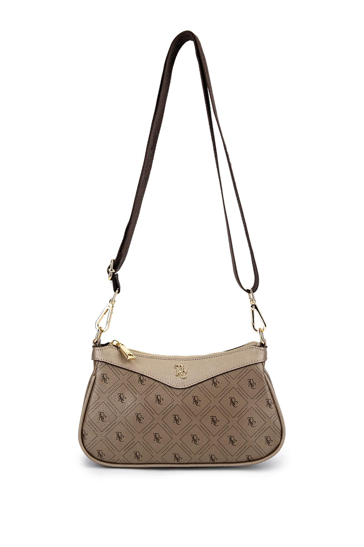  Tamer Tanca Kadın Suni Deri Altın Desen Postacı Çanta