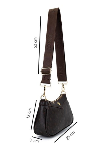  Tamer Tanca Kadın Suni Deri Kahverengi Desen Postacı Çanta