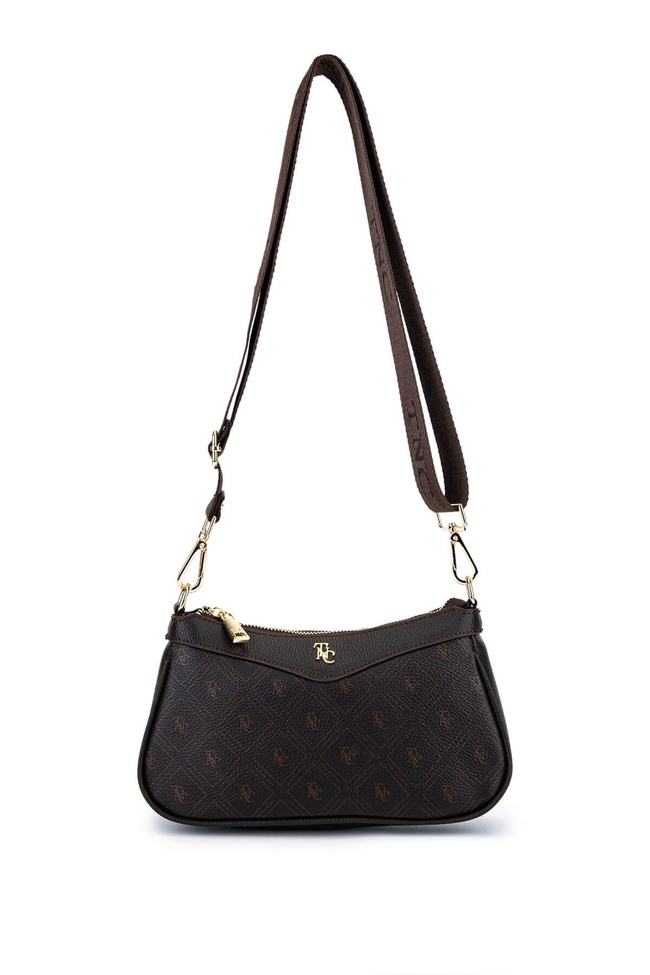  Tamer Tanca Kadın Suni Deri Kahverengi Desen Postacı Çanta