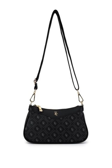  Tamer Tanca Kadın Suni Deri Siyah Desen Postacı Çanta