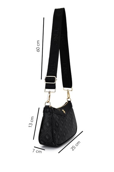  Tamer Tanca Kadın Suni Deri Siyah Desen Postacı Çanta