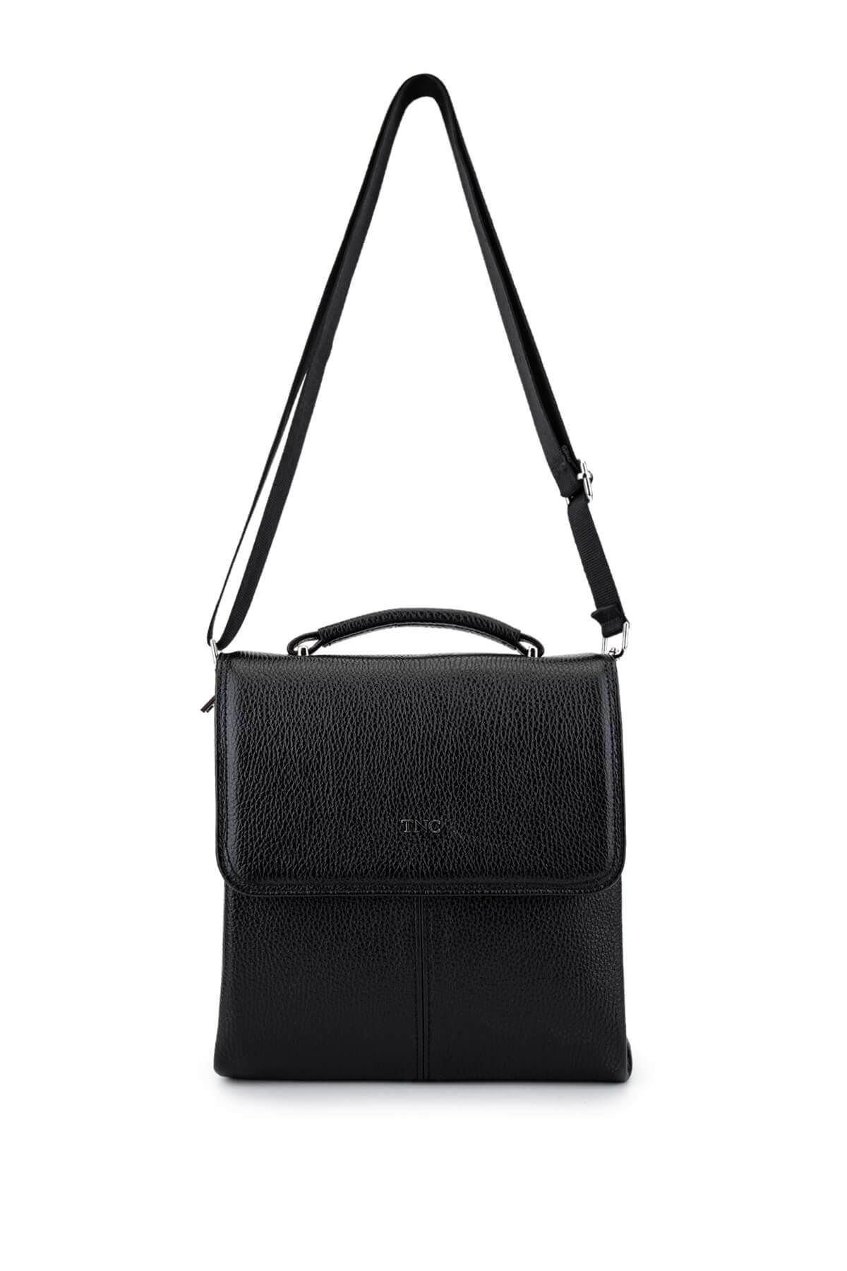  Tamer Tanca Erkek Hakiki Deri Siyah Postacı Çanta