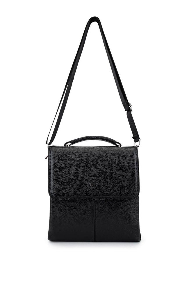  Tamer Tanca Erkek Hakiki Deri Siyah Postacı Çanta