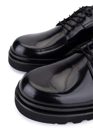  Tamer Tanca Erkek Hakiki Deri Siyah Deri Casual Ayakkabı