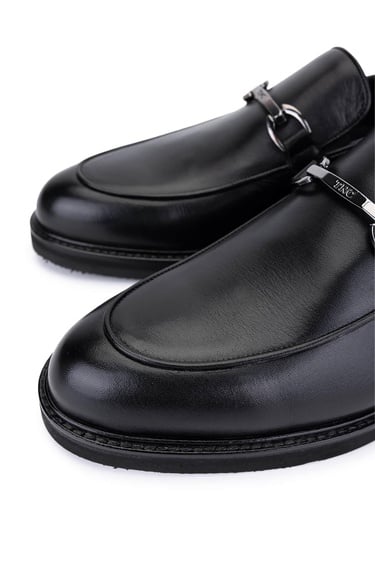  Tamer Tanca Erkek Hakiki Deri Siyah Deri Loafer Ayakkabı