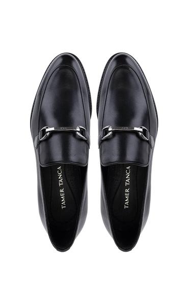  Tamer Tanca Erkek Hakiki Deri Siyah Deri Loafer Ayakkabı