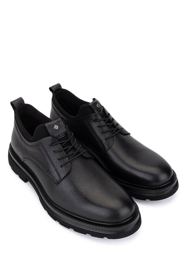  Tamer Tanca Erkek Hakiki Deri Siyah Floter Casual Ayakkabı