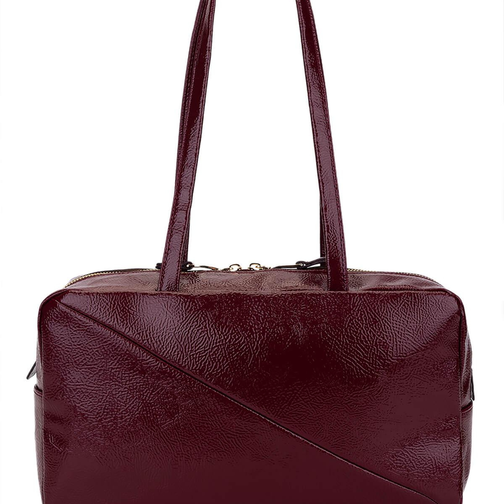 Tamer Tanca Kadın Suni Deri Bordo Rugan Kol Çantası