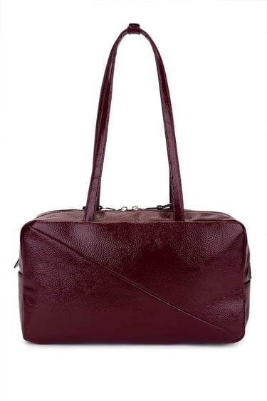  Tamer Tanca Kadın Suni Deri Bordo Rugan Kol Çantası