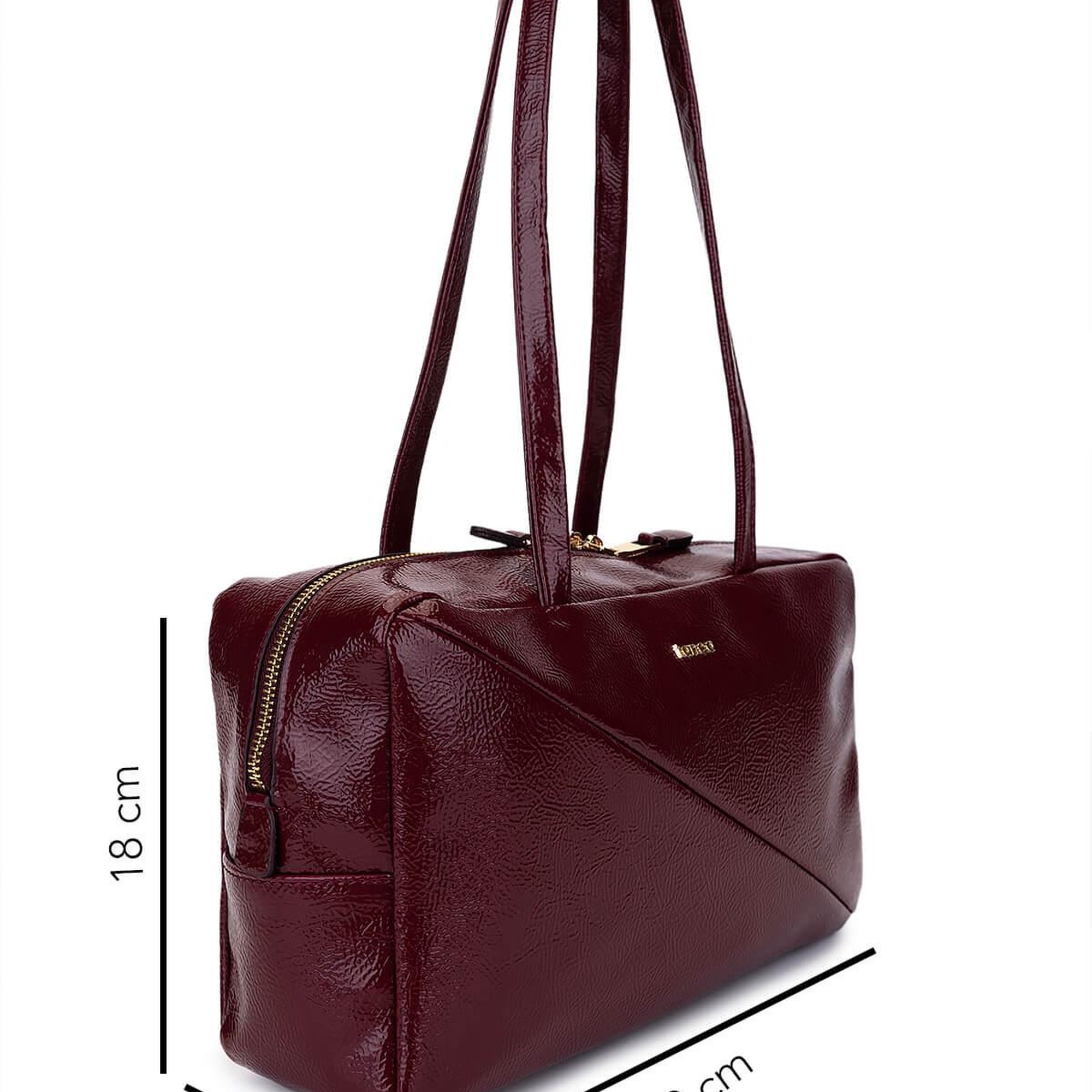 Tamer Tanca Kadın Suni Deri Bordo Rugan Kol Çantası