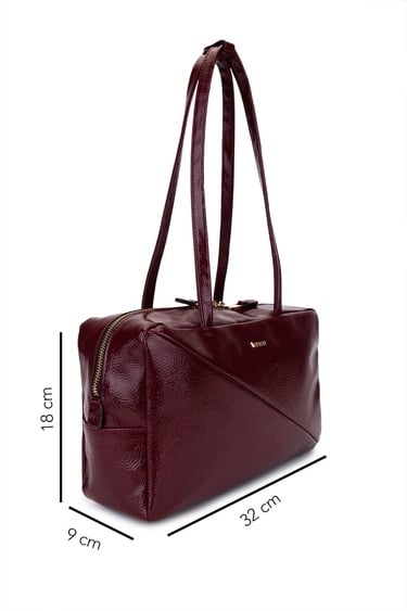  Tamer Tanca Kadın Suni Deri Bordo Rugan Kol Çantası