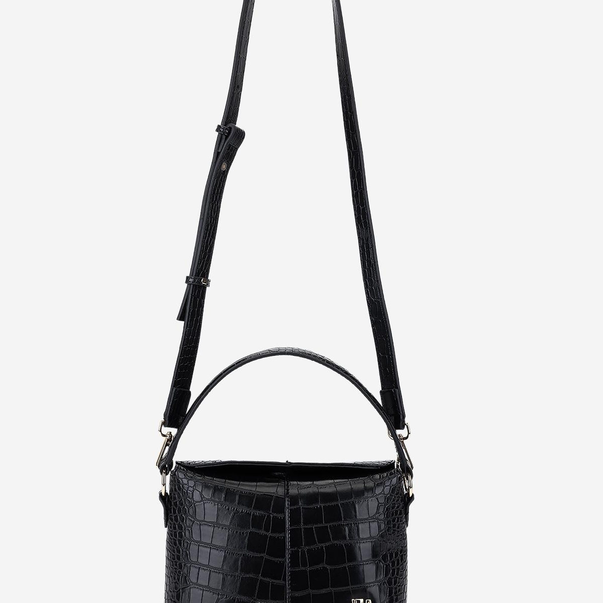 Valmenti Kadın Suni Deri Siyah Kroko Omuz Çanta