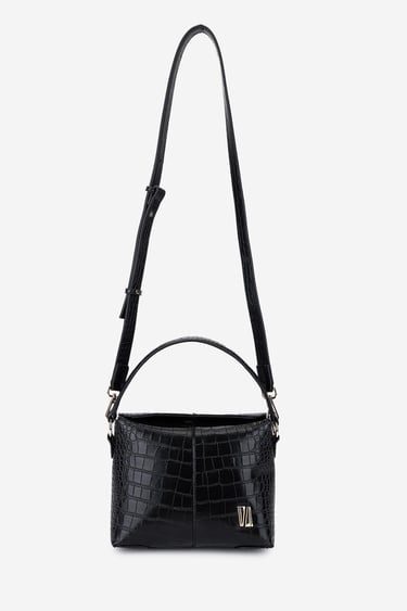  Valmenti Kadın Suni Deri Siyah Kroko Omuz Çanta