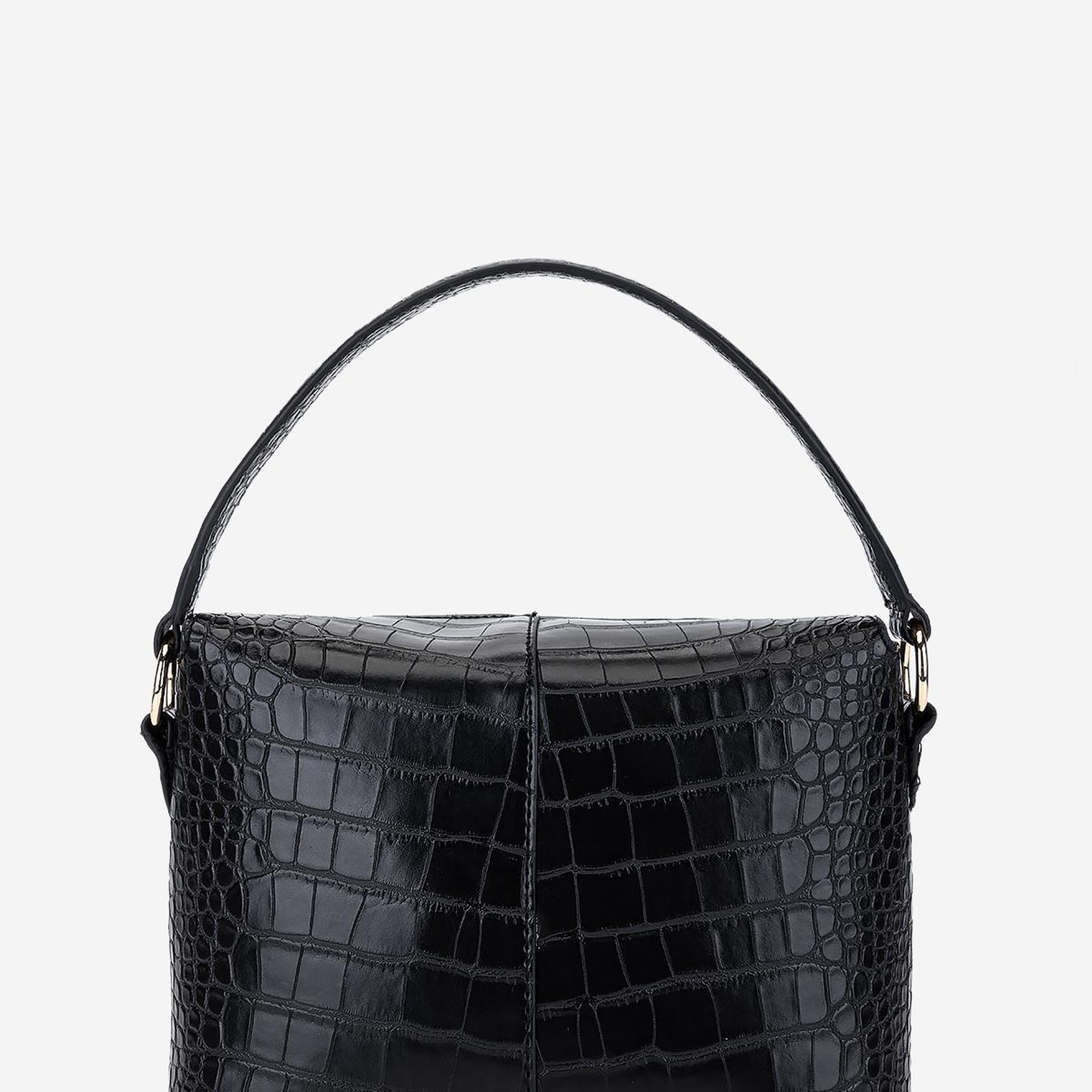 Valmenti Kadın Suni Deri Siyah Kroko Omuz Çanta