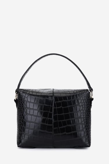  Valmenti Kadın Suni Deri Siyah Kroko Omuz Çanta