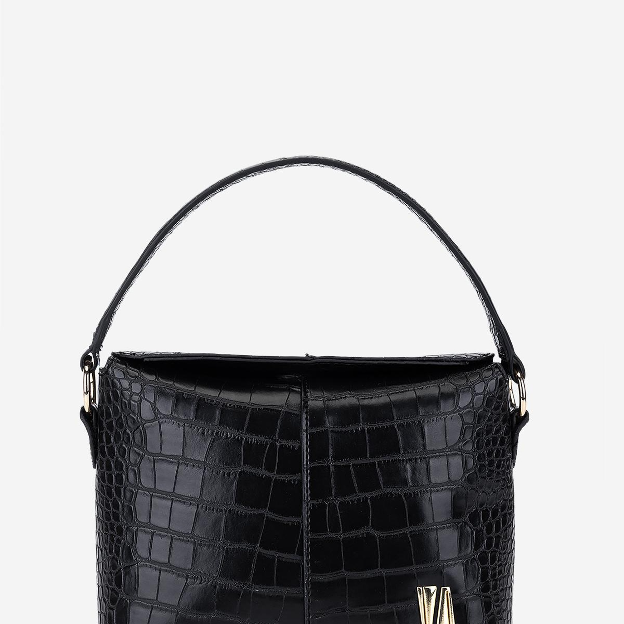 Valmenti Kadın Suni Deri Siyah Kroko Omuz Çanta