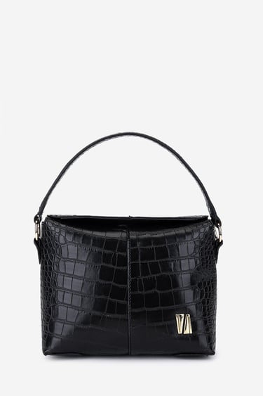  Valmenti Kadın Suni Deri Siyah Kroko Omuz Çanta