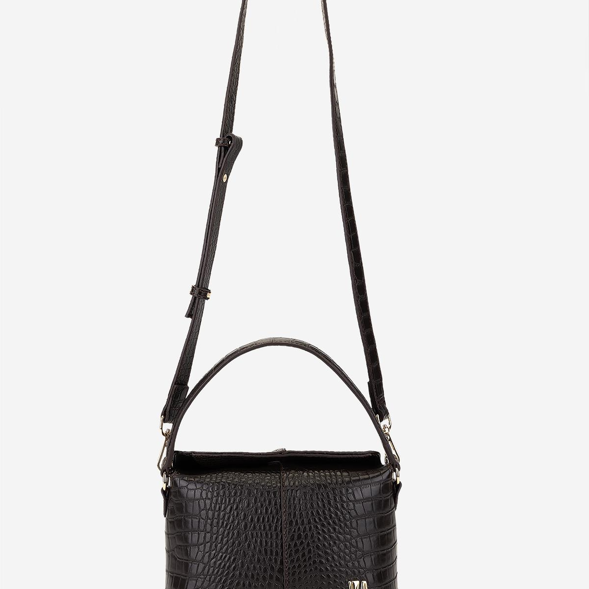 Valmenti Kadın Suni Deri Kahverengi Kroko Omuz Çanta