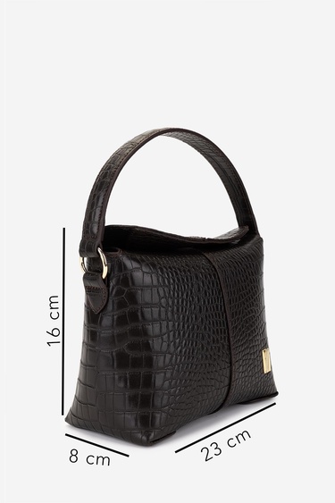  Valmenti Kadın Suni Deri Kahverengi Kroko Omuz Çanta