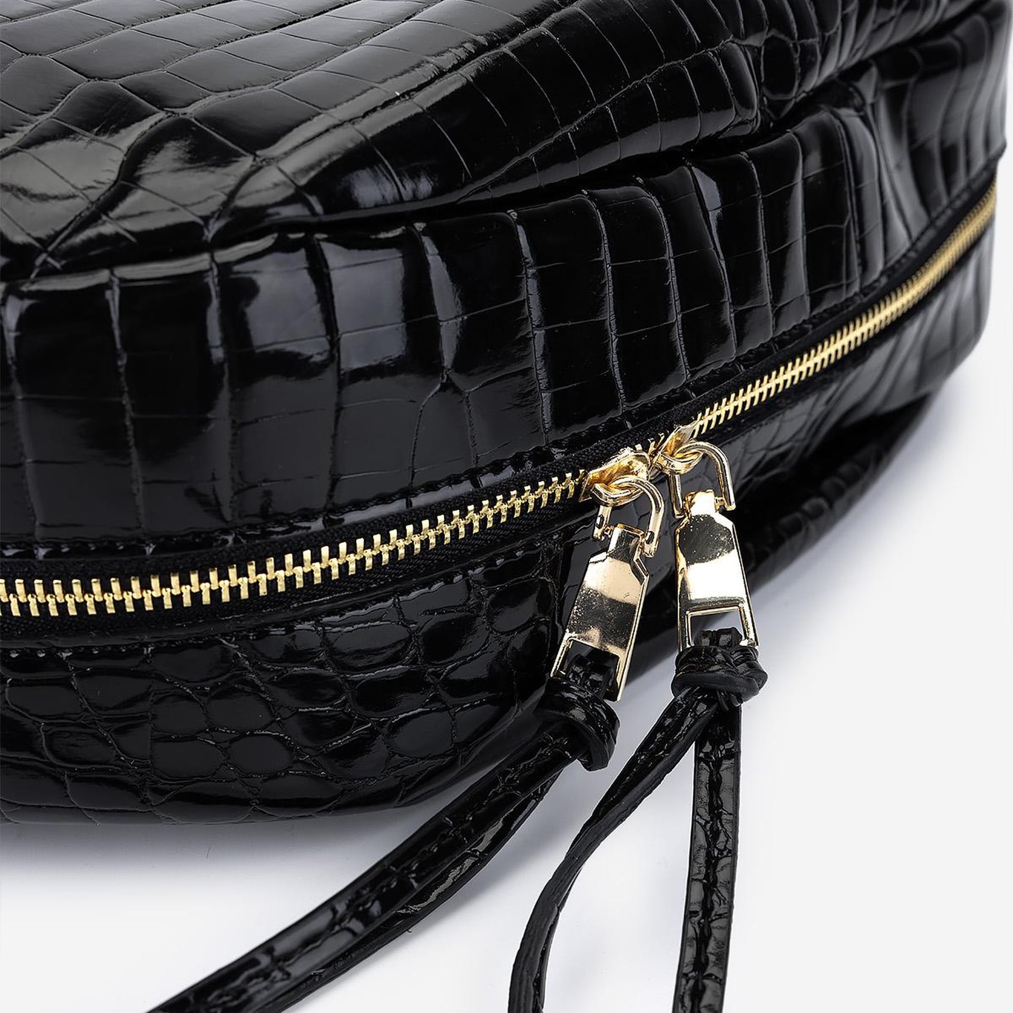 Valmenti Kadın Suni Deri Siyah Kroko Omuz Çanta