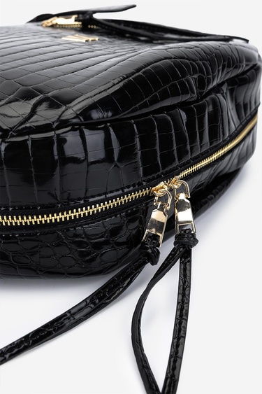  Valmenti Kadın Suni Deri Siyah Kroko Omuz Çanta