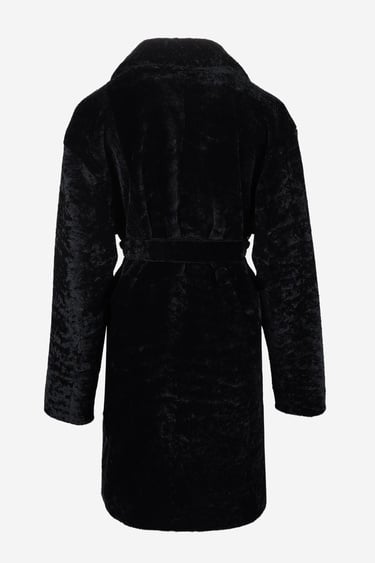  Valmenti Kadın Kuzu Kürk Siyah Kaban