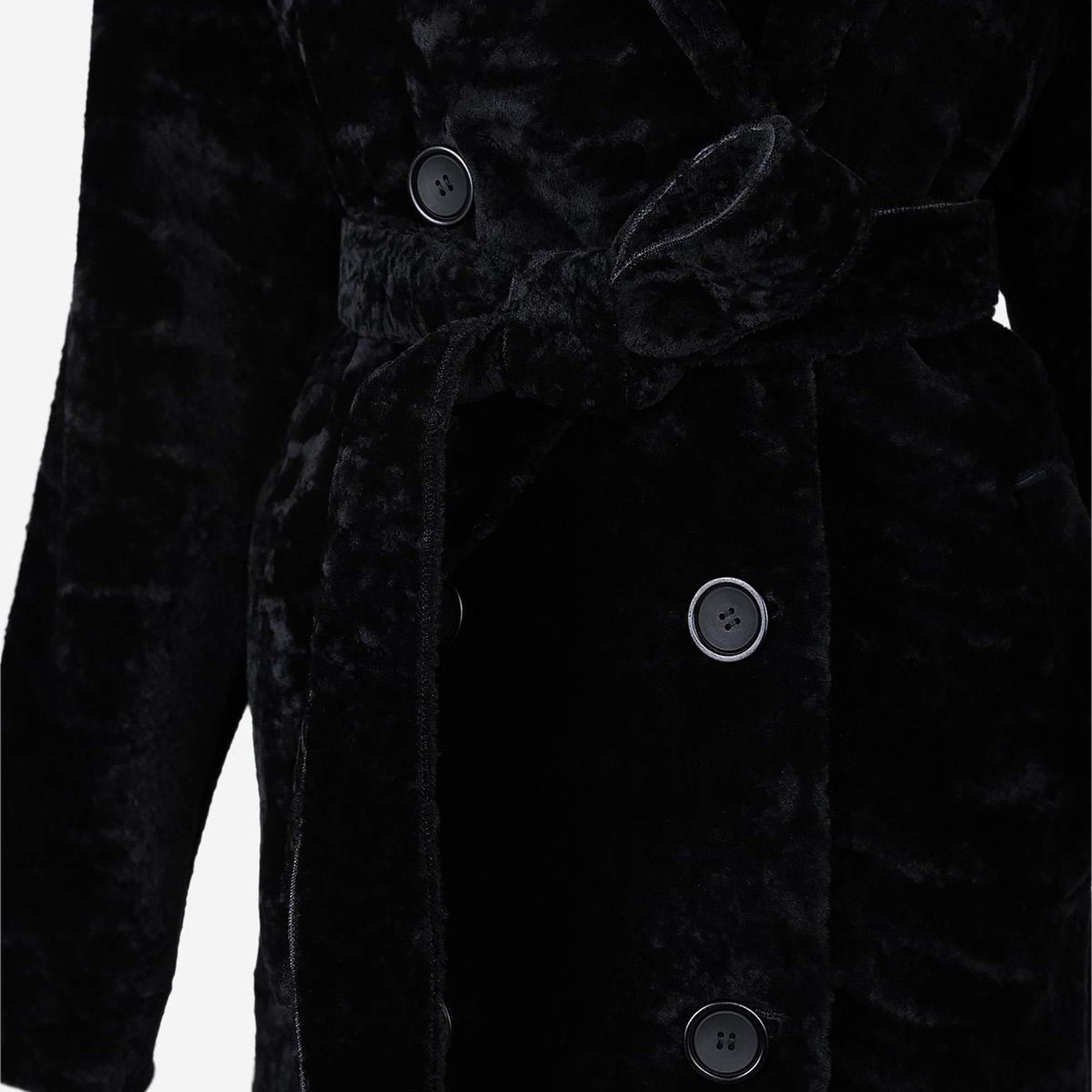 Valmenti Kadın Kuzu Kürk Siyah Kaban