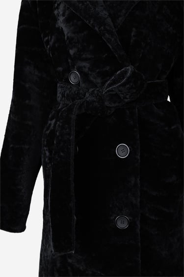  Valmenti Kadın Kuzu Kürk Siyah Kaban