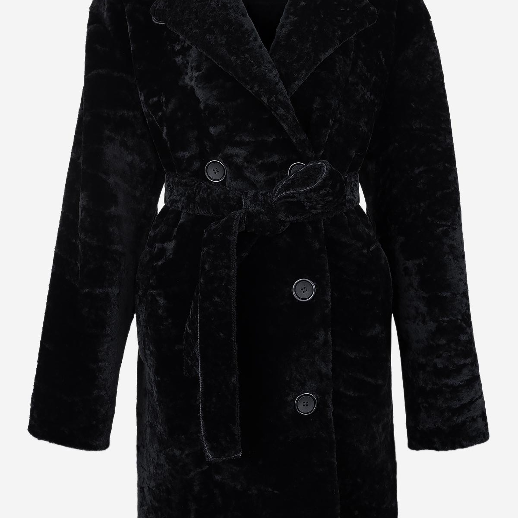 Valmenti Kadın Kuzu Kürk Siyah Kaban